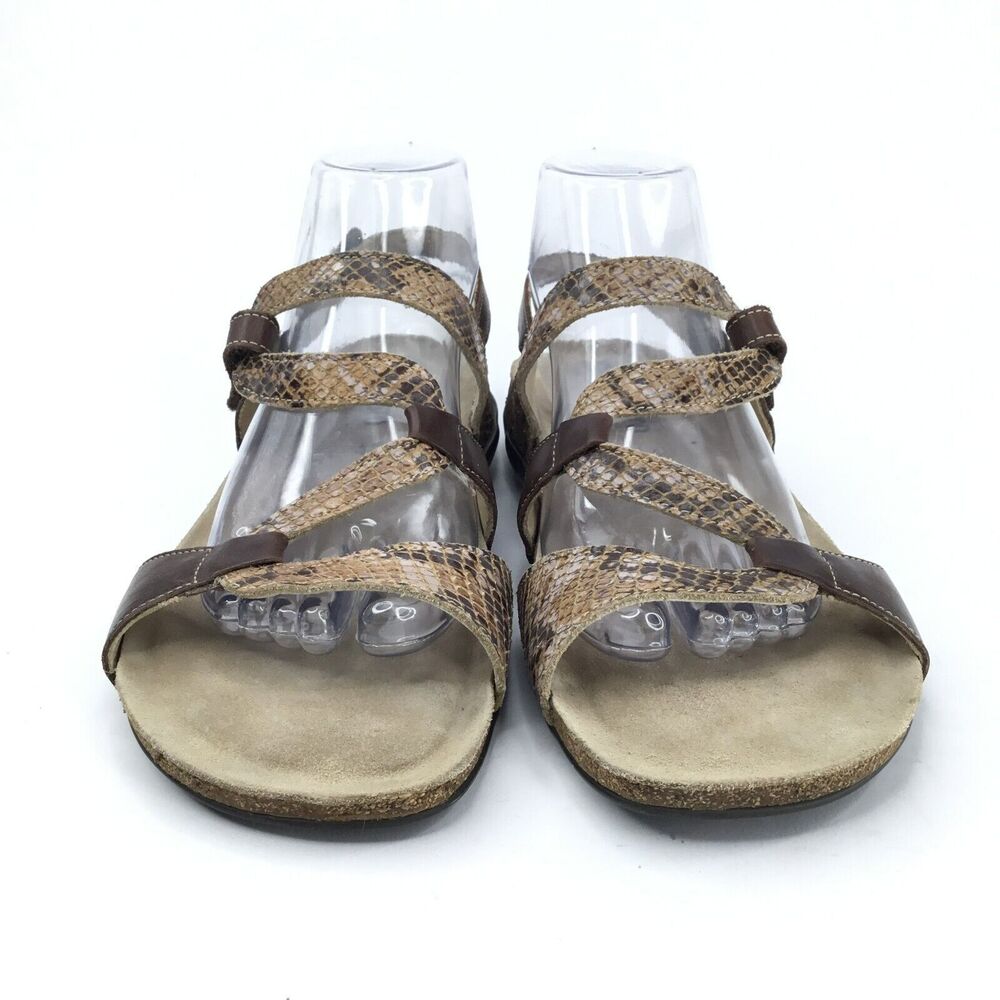 Mephisto Adelie Sandals Womens 41 Brown Snakeskin Printed Leather Cork Cushioned - Picture 3 of 16